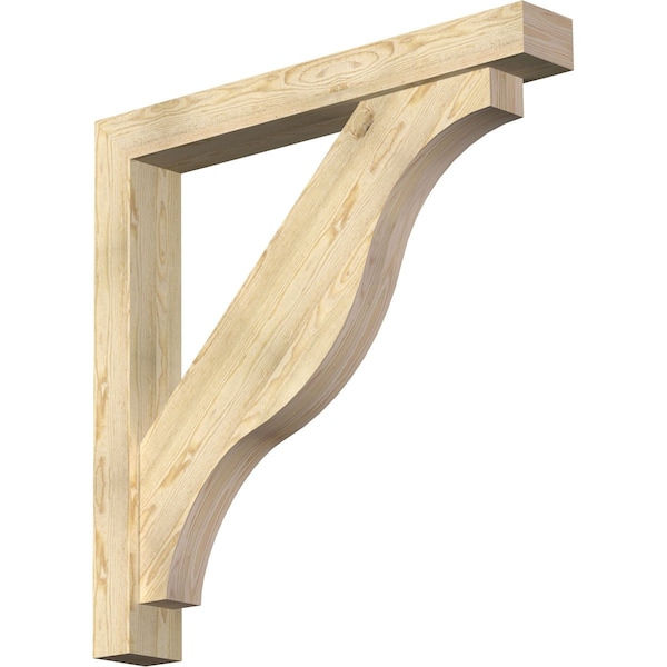 Ekena Millwork Funston Block Rough Sawn Bracket w/ Offset Brace, Douglas Fir, 6"W x 44"D x 44"H BKT0604X44X44FST05RDF - main
